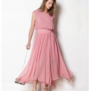 CAARA Clara Chiffon Wrap Side Buckle Midi Dress S